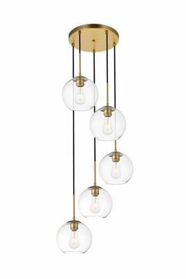 Elegant Lighting LD2226 Baxter 5 Light 18''W Pendant - Brass