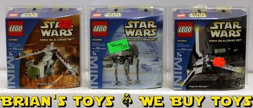 Star Wars Lego Lot of 3: Republic Gunship 4490, AT-AT 4489, Imperial Shuttle NR