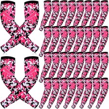 36Pairs Breast Cancer Awareness Pink Ribbon Arm Sleeves for Sports,Elegant Style