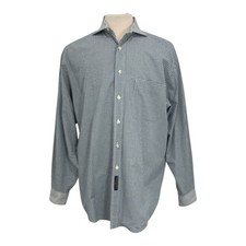 Tommy Hilfiger Men's 16/34 Regular Fit Shirt Blue Green Gingham Check Cotton EUC