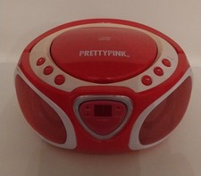 Pretty Pink CD Player & Radio Portable Boombox with Disco Lights - Tested