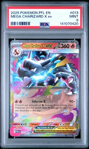 2025 POKEMON PFL EN-PHANTASMAL FLAMES #013 MEGA CHARIZARD X EX PSA 9