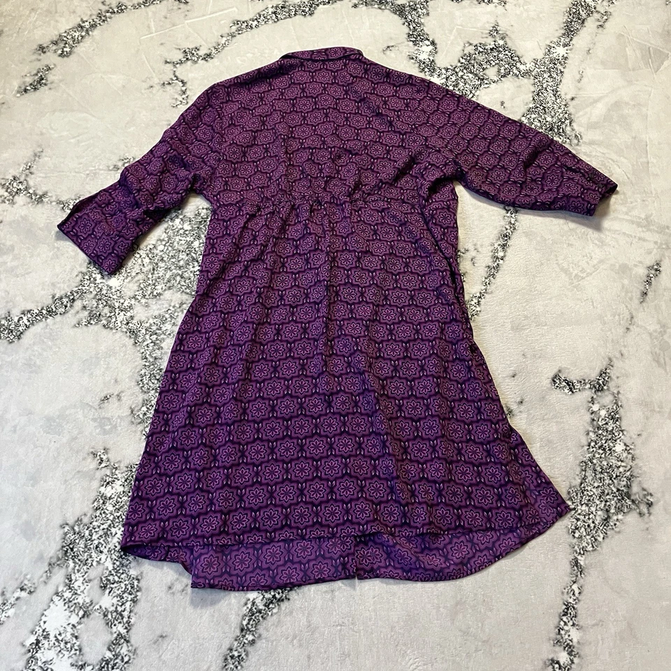 Vestido J Jill Wearever para mujer talla 3X fruncido con lazo delantero púrpura floral de maracuyá Foto 4 de 4