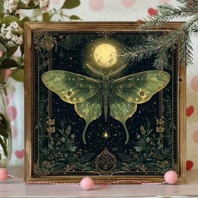 2D Vintage Green Moth Wooden Sign Home Office Wall Decor Gift for Family Friends