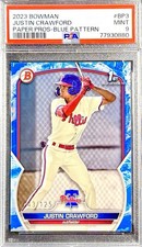 2023 BOWMAN JUSTIN CRAWFORD BLUE PATTERN PROSPECTS #43/125 PSA 9 MINT PHILLIES🔥