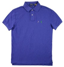 Polo Ralph Lauren Mens Polo Shirt S Custom Slim Fit Short Sleeve Blue 110 NEW