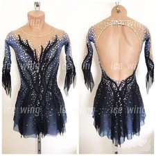 Figure Skating Dress Ice Skating Dress gray dyeing Competition Skating Wear