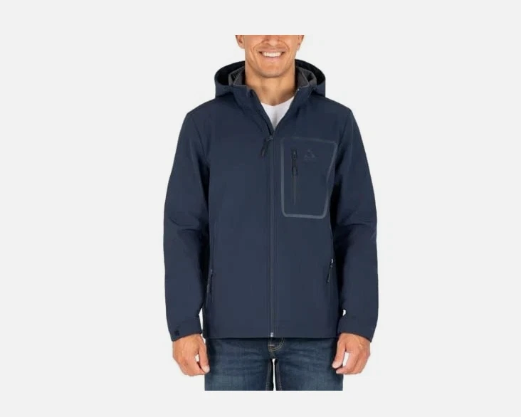 Gerry Men’s Softshell Water & Wind Resistant Adjustable Hood & Cuffs Blue Large