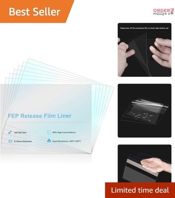 6PCS FEP Release Films for 3D Printer LCD Resin Vat 260x200mm High Transmittance