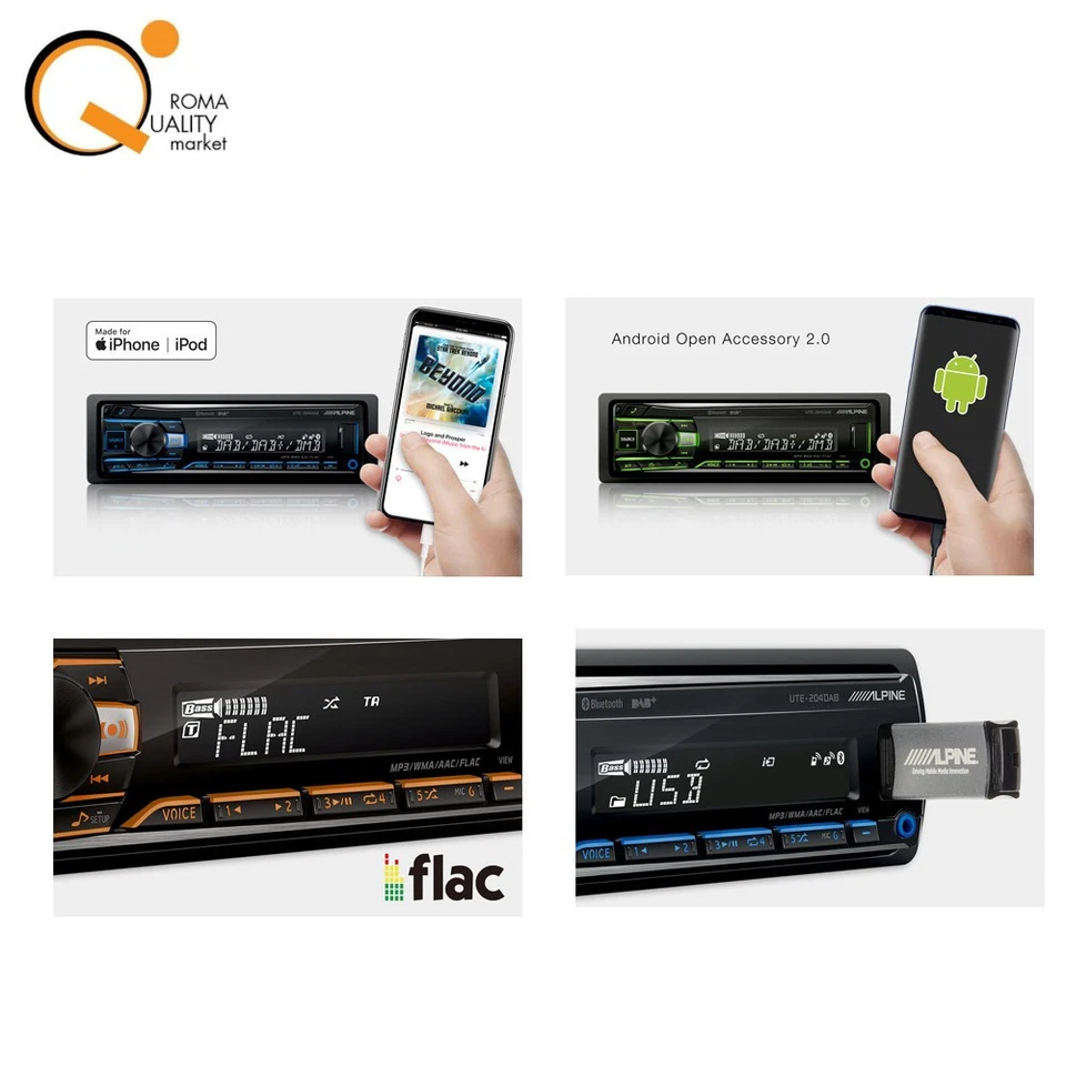 ALPINE UTE-204DAB AUTO RADIO STEREO BLUETOOTH MICROFONO ESTERNO USB ANTENNA DAB - Immagine 4 di 4