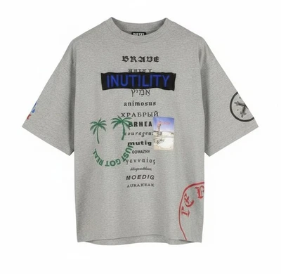 Diesel T-Balm-B2 T-Shirt Pour Homme S Gris Mélangé Grande Taille Motif - Photo 1/4