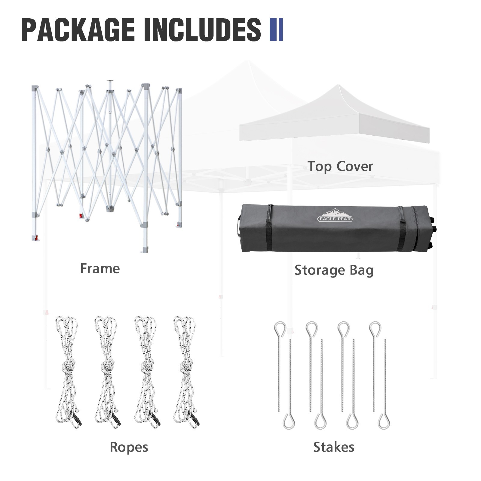 EAGLE PEAK 10x10 Commercial Pop Up Canopy with High Peak