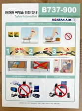 Korean Air - Safety Information Card - B737-900 - Rev Date 11/1/2006