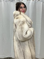 Pelzmantel Pelz Blaufuchs Fuchsmantel Fuchs Fox Volpe Fur Gr 36-38 Weiß