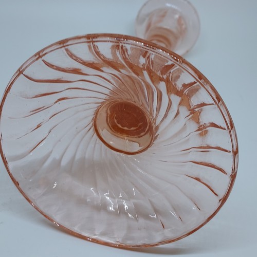 Vintage Duncan Miller Pink Rosaline 8" Candlestick Spiral Fluted - Bild 6 von 7