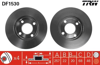 TRW DF1530 Brake Disc for Audi