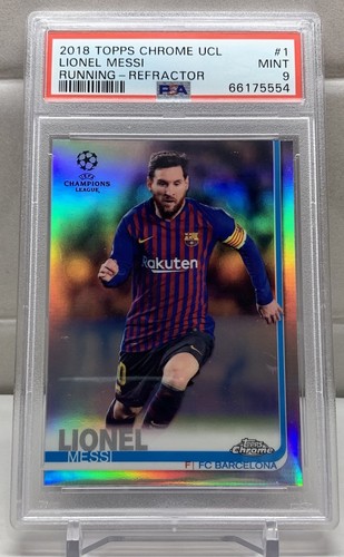 2018-19 Topps Chrome UEFA Champions Lionel Messi Refractor 1 PSA 9