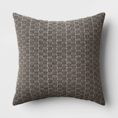 Oversized Textural Woven Square Throw Pillow Black/Neutral Threshold