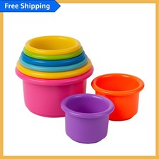 Brightly Colored Stacking Cups - 8 Count Set for Toddlers  Baby Bath Play