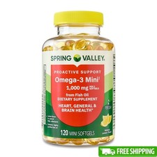 Omega-3 Fish Oil Mini Softgels 1000mg 120 Count Heart Brain Health Support New