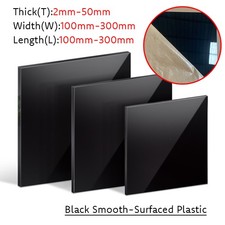 Black Plastic Sheet Smooth-surfaced PVC Rectangle Plate for DIY 100mm - 300mm