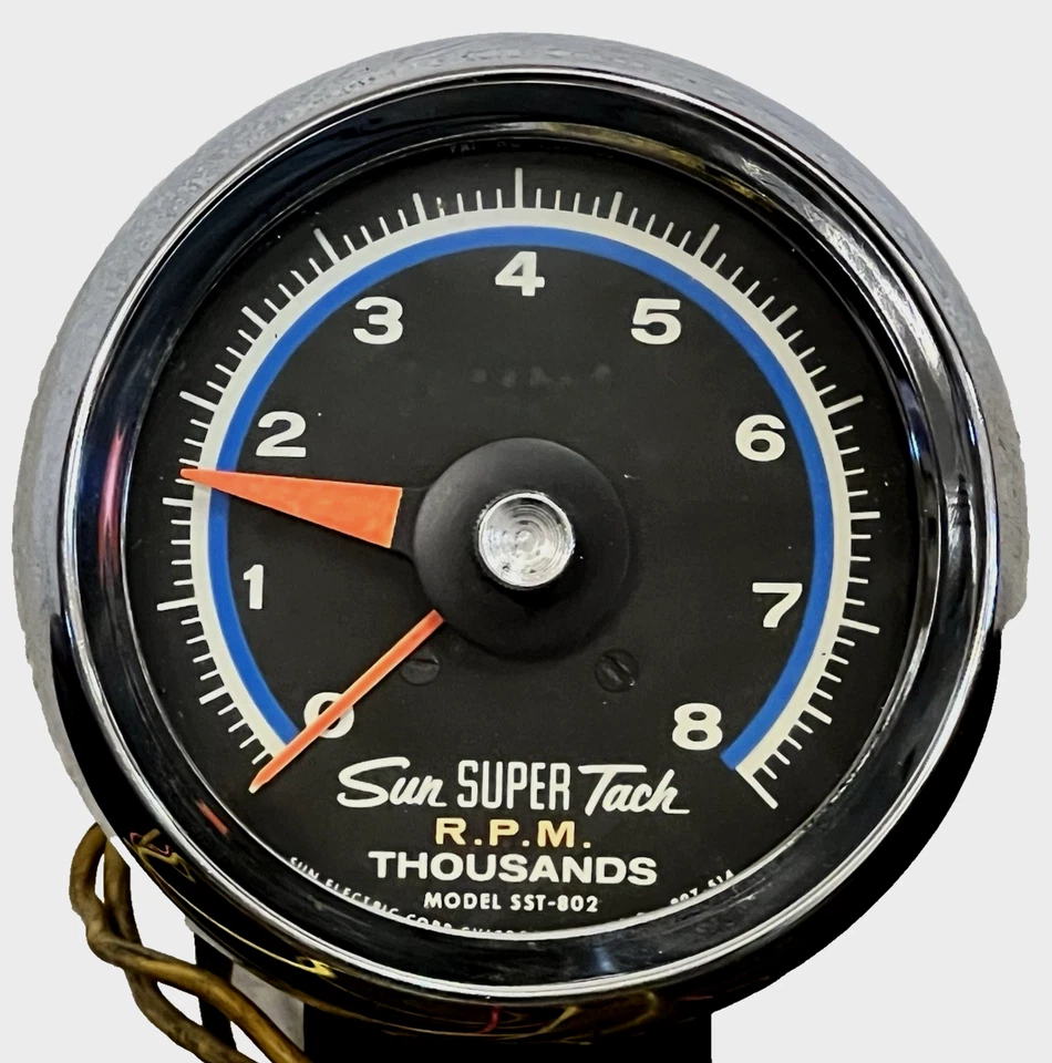 Tacómetro vintage Sun Super Tach Blueline 8K 8000 RPM SST-802 #S1 Foto 2 de 4