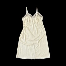 Liza Lawrence Vintage White Nylon Full Slip Lace Trim Made in USA Size 22