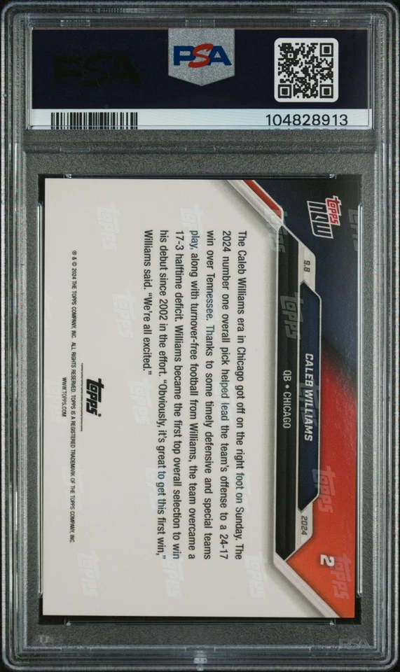 2024 Topps Now Caleb Williams #2 PSA 10 #8913 - Image 2 of 2