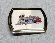 Vtg Locomotive Railroad Belt Buckle Train 2 x3 Fits 1.75