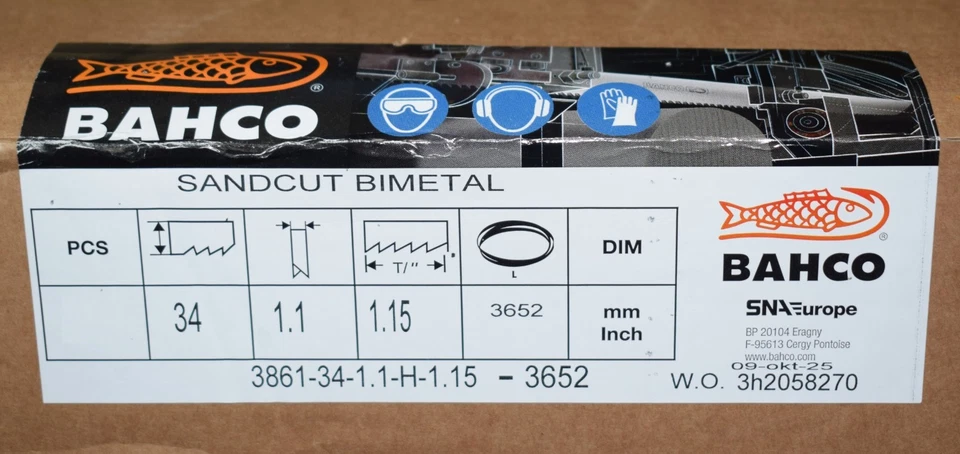 lame de scie à ruban pour bois BAHCO BI-METAL 3861 dimensions 3652x 34x1.1mm - Photo 2/2