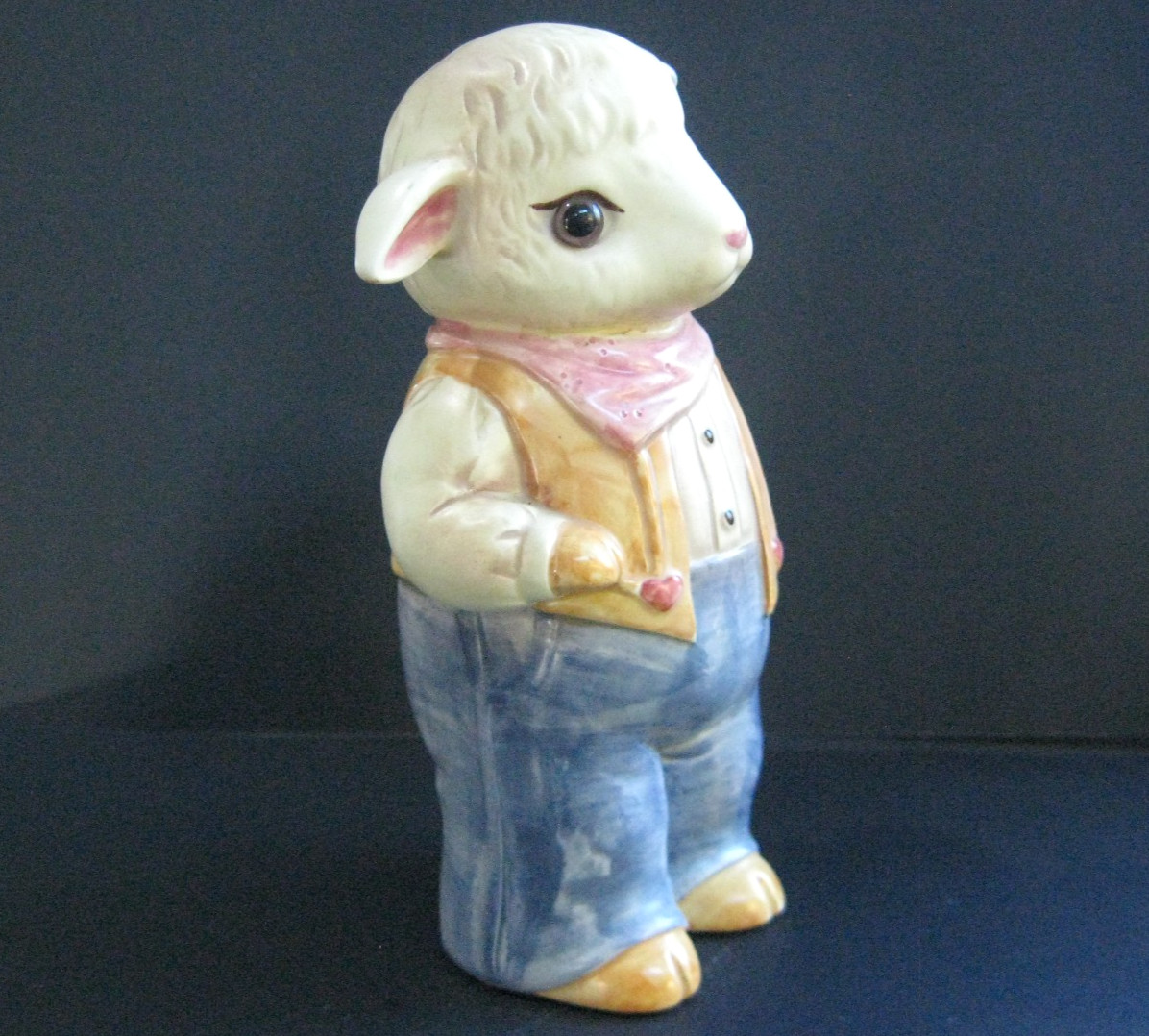 Global Arts Japan Lamb Sheep Farm Primitive Folk-Art Harvey Knox 7.5" tall