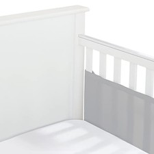 Breathable Mesh Liner for Full-Size Cribs, Classic 3mm Mesh, Gray Size Grey
