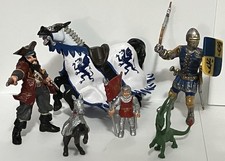 Medieval Knights, Horses, Pirate Dragon Toy Lot Safari Ltd, Schleich, Papo