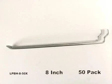 (50 PACK) 8 Inch Looped Metal Peg Hooks w/Elevated Tip. Fits 1/8 & 1/4 Pegboard