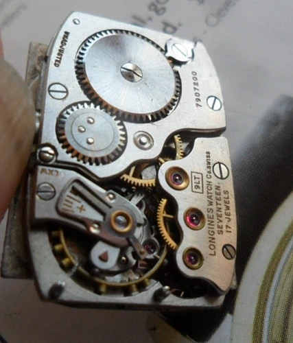 Vintage 1950 Men's Longines Swiss 17 Jewel Watch 9LT Movement & Dial 4 Parts