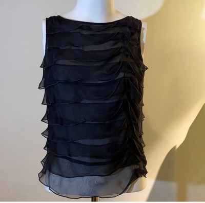 NWT $995 GIORGIO ARMANI 100% silk Black top Size IT 36