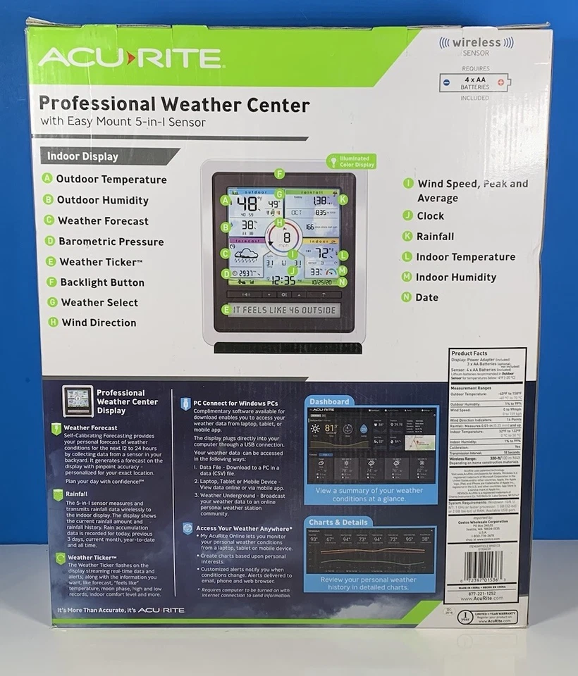 AcuRite Professional Weather Center w/ Easy Mount 5-in-1 Sensor 01536CDI - Image 2 of 4