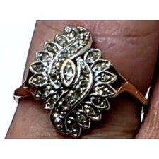 Vintage 10K Yellow-White Gold .28 TCW Diamond...