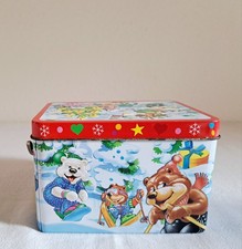 Spieluhr Musikdose Weihnachten B&auml;rchen Relief Dose Blechdose, innen Goldblech