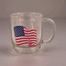 United States of America Flag Pledge of Allegiance Clear Glass Coffee Beer Mug