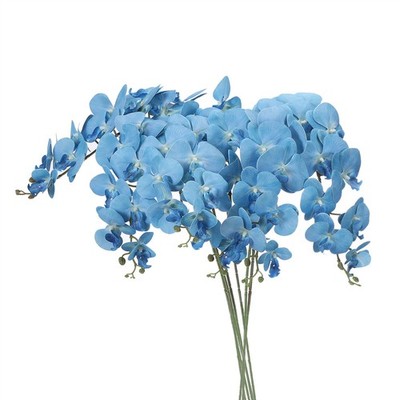 6Pcs 41'' 9 Artificial Orchid Heads Fake Stem Phalaenopsis, for Sky Blue