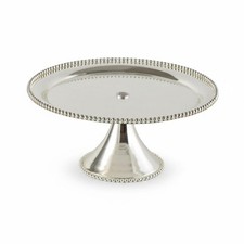 2 St&uuml;ck Perlenrand Servierteller Europ&auml;isch Silberner Kuchenhalter Vintage