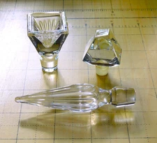 LOT Three Lovely Vintage Perfume Bottle Stoppers Clear Glass Collect Display Use
