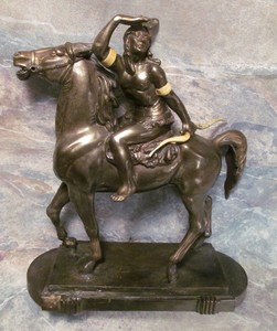 K&O KRONHEIMER & OLDENBUSCH CAST METAL NATIVE AMERICAN INDIAN HUNTER ON HORSE