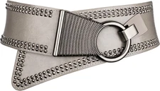 Womens Elastic Studded Belt Wide Punk Chunky 80s Retro Belt for Dresses