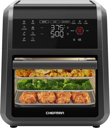 Chefman 12-Quart 5-In-1 Air Fryer Oven with Digital Timer, Touchscreen, and 12 P