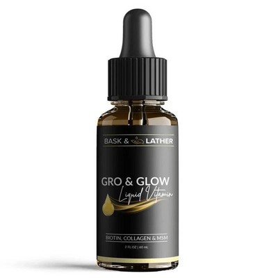 Gro & Glow Liquid Hair Skin Nails Vitamins   Biotin, Collagen & MSM Support