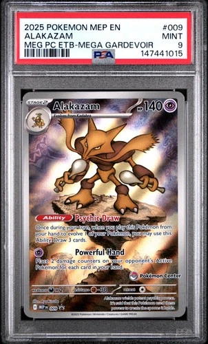 Alakazam 009 PSA 9 Pokemon Center Stamped Mep En-Me Black Star Promo