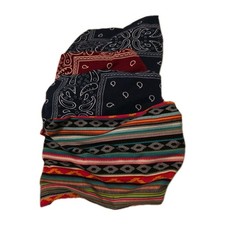 Lot of 4 Bandanas Headbands - Paisley Navy Red Southwest Tribal Print