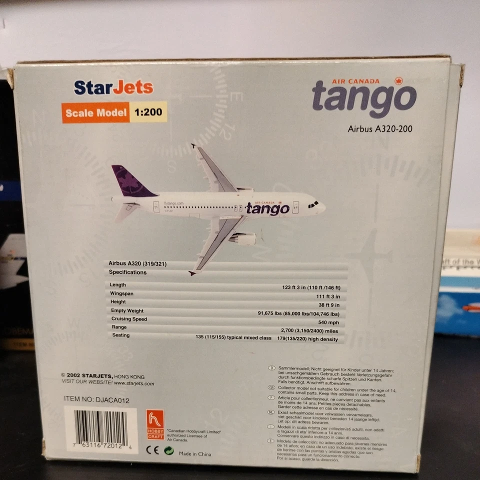 Avión comercial StarJets modelo a escala 1:200 AC tango A320-200 C-FLSF Foto 2 de 4